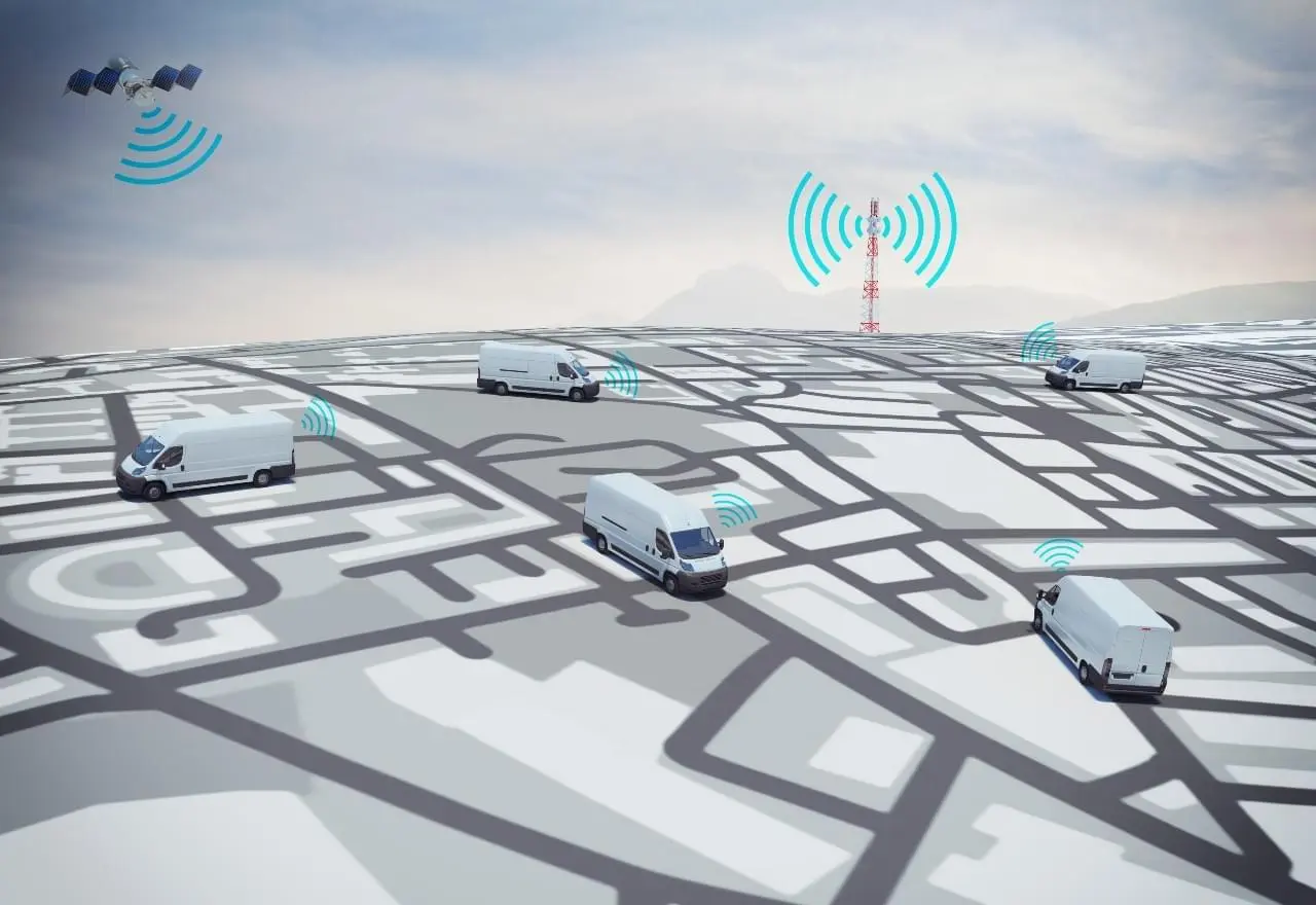 Connected vans on a map