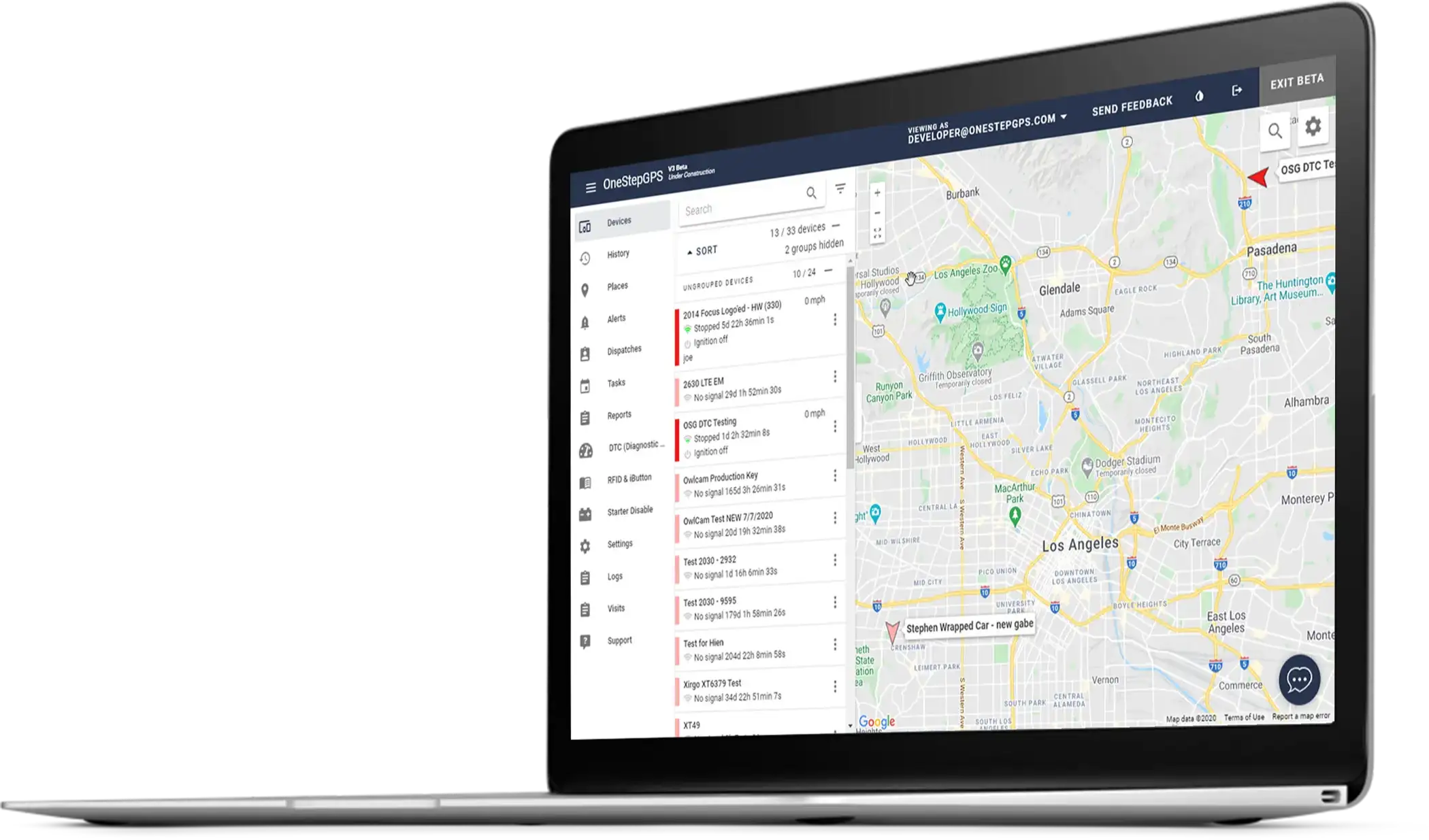 MacBook displaying trucking and ELD application