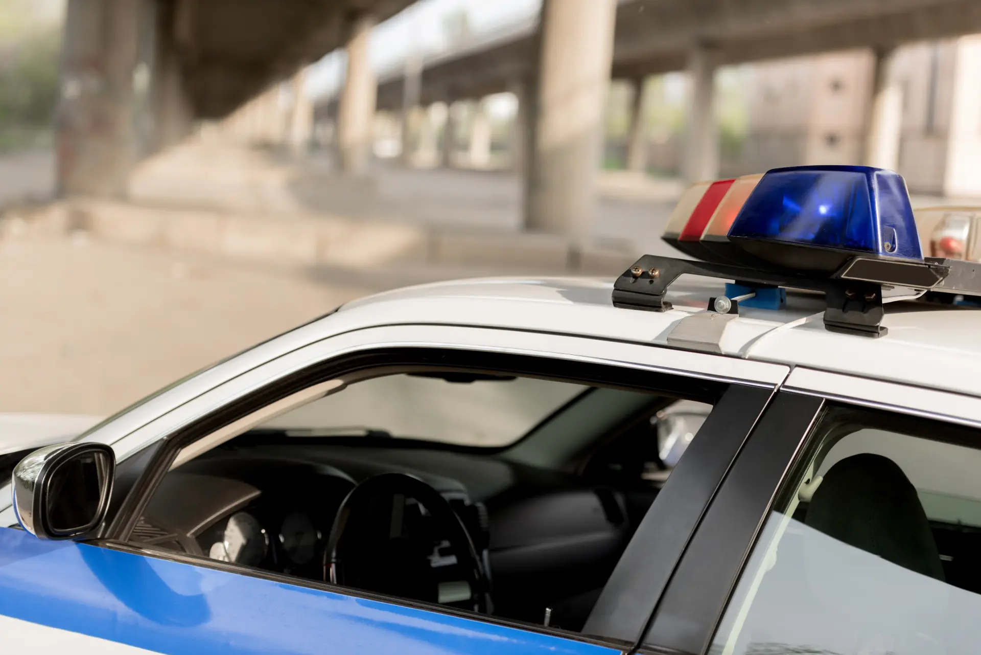 Closeup image of a police car