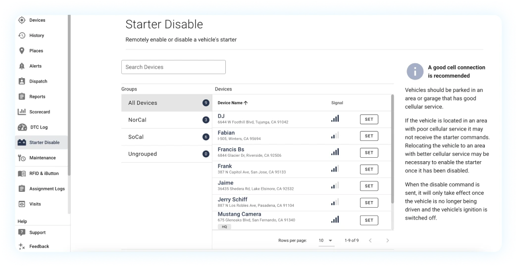 One step GPS Starter Disable UI