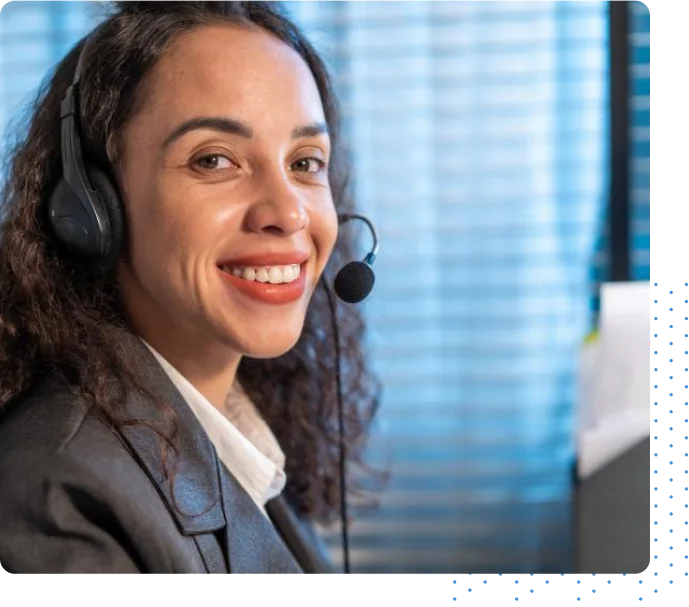 A woman smiling